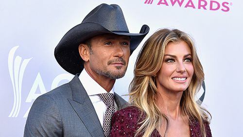 LAS VEGAS, NV - APRIL 02:  Recording artists Tim McGraw (L) and Faith Hill attend the 52nd Academy Of Country Music Awards at Toshiba Plaza on April 2, 2017 in Las Vegas, Nevada.  (Photo by Frazer Harrison/Getty Images)