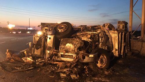 Officials said the blaze started when a tractor trailer hit a smaller box truck.