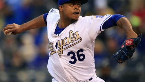 Edinson Volquez is among the best of a limited group of free-agent starting pitchers on the market. The Braves are looking to add starters via trade or free agency. (AP photo)