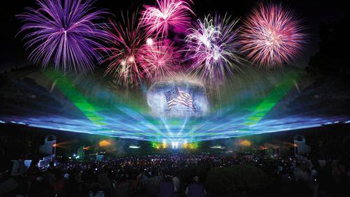 Guests at Stone Mountain Park gather on the massive lawn in front of the mountain for the Lasershow Spectacular in Mountainvision. Photo Credit: Stone Mountain Park.