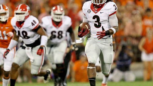 Georgia running back Todd Gurley had 154 yards and two touchdowns in last year's 38-35 loss at Clemson.