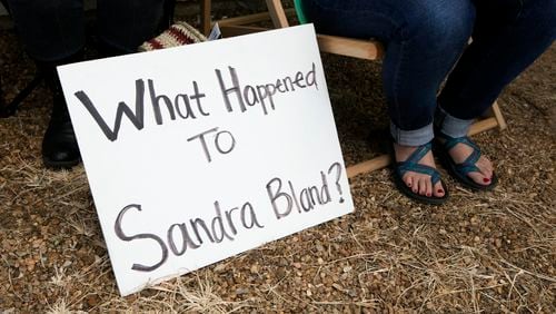 A sign at the Waller County Jail in Hempstead on Friday July 17, 2015, during a rally to protest the death Sandra Bland, who was found dead in the jail. JAY JANNER / AMERICAN-STATESMAN