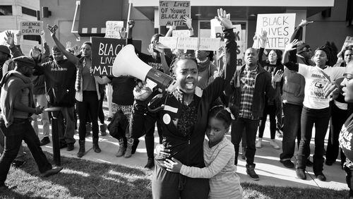 Brittany Ferrell and a crowd of protesters appear in “Whose Streets?” Contributed by Magnolia Pictures