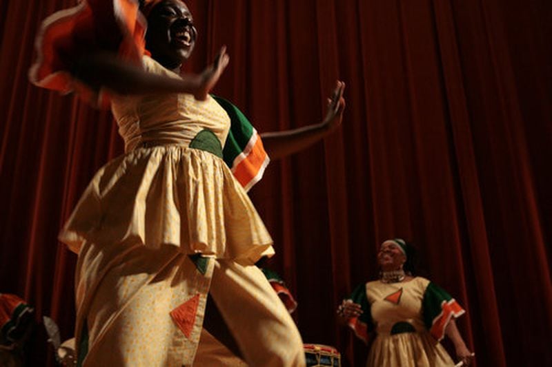 Kwanzaa was created in 1966 by Dr. Maulana Karenga, professor of Africana Studies at California State University, Long Beach, who stressed the indispensable need to preserve, continually revitalize and promote African American culture. Here, Rashida Abdullah dances with Giwayen Mata during the celebration.