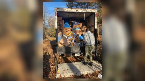 This photo from the Blount County Sheriff's Office in Alabama shows some of the recovered packages discovered in a ravine.