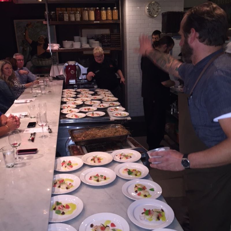 A look at the 2015 Man versus Machine dinner at Cibo e Beve. The restaurant will host the 2016 battle over handmade versus machine-made food at a dinner on Feb. 25. Photo courtesy Cibo e Beve.