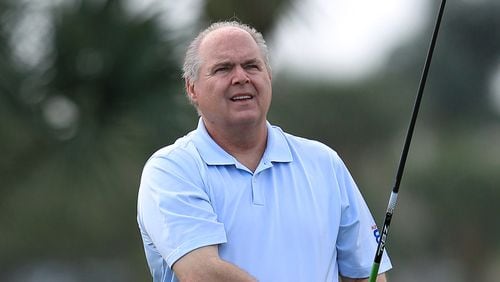 WEST PALM BEACH, FL - MARCH 12: Rush Limbaugh of the USA the radio personality during the Els for Autism Pro-am at The PGA National Golf Club on March 12, 2012 in West Palm Beach, Florida. (Photo by David Cannon/Getty Images)