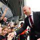 Atlanta United goalkeeper Brad Guzan (1) interacts with fans upon the team’s arrival at Mercedes-Benz Stadium on Sunday, March 31, 2024, moments before the team faces the Chicago Fire.  Miguel Martinez / miguel.martinezjimenez@ajc.com