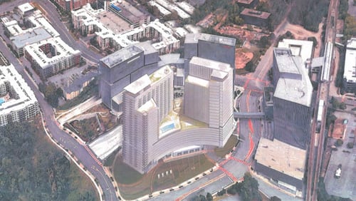 This is a rendering for altered plans for the fourth building within the Park Center development in Dunwoody.
