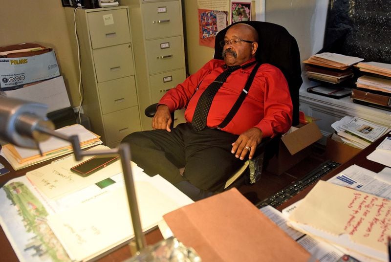 October 1, 2019 Americus - Mathis Kearse Wright Jr., who sued the Sumter County school board, sits in his office located in downtown Americus. (Ryon Horne/RHORNE@AJC.COM)