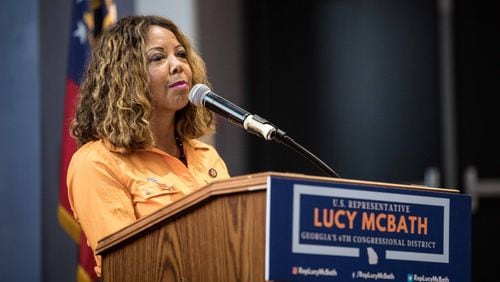 U.S. Rep. Lucy McBath speaks during a town hall at Dunwoody High School on Saturday, June 8, 2019.  (Photo: Branden Camp/Special to the AJC)