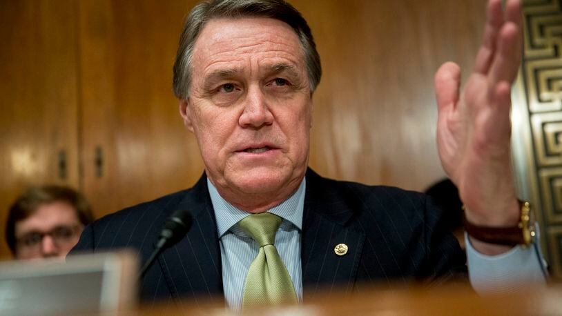 Senator David Perdue, a Republican from Georgia, unveiled a plan to change the budget process. Photographer: Andrew Harrer/Bloomberg *** Local Caption *** David Perdue