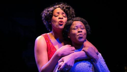 Latrice Pace (right, with Jasmyne Hinson) was named best actress in a musical for Actor’s Express’ “The Color Purple,” which also scored five other Suzis. CONTRIBUTED BY CASEY GARDNER