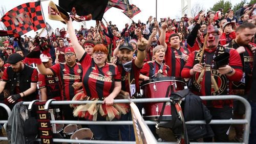 Atlanta United supporters cheer on the team on Saturday in Chattanooga. (Miguel Martinez)