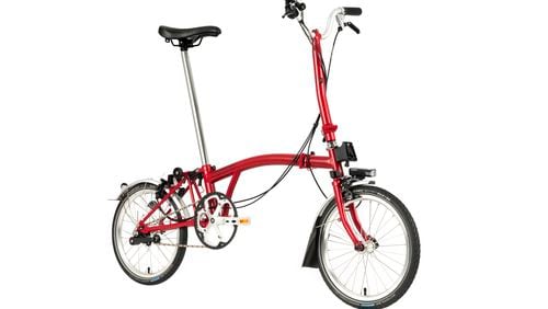 A Brompton foldable bike with six speeds is big on riding options and small on space.
(Courtesy of Brompton)
