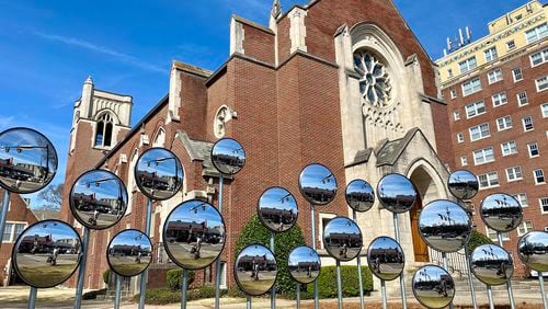 Gregor Turk’s “Assembly” is installed outside Druid Hills Presbyterian Church. (Photo Courtesy of Gregor Turk)