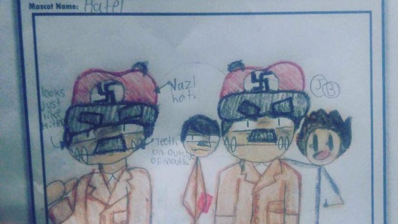 A Gwinnett County middle school teacher gave students a homework to create a mascot representing the Nazis. This was one of the mascots created, according to posts being shared on social media. PHOTO CONTRIBUTED.