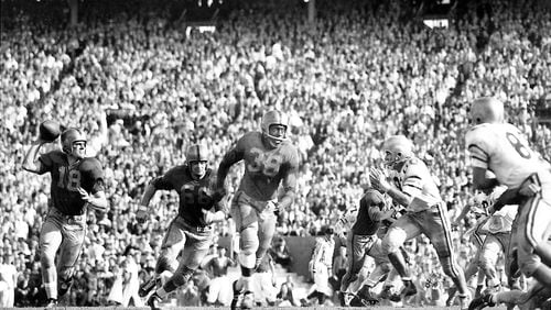 Bobby Grier (36) became the first Black player to participate in a Sugar Bowl on Jan. 2, 1956, when Pitt played Georgia Tech. (Photo courtesy of the University of Pittsburgh)