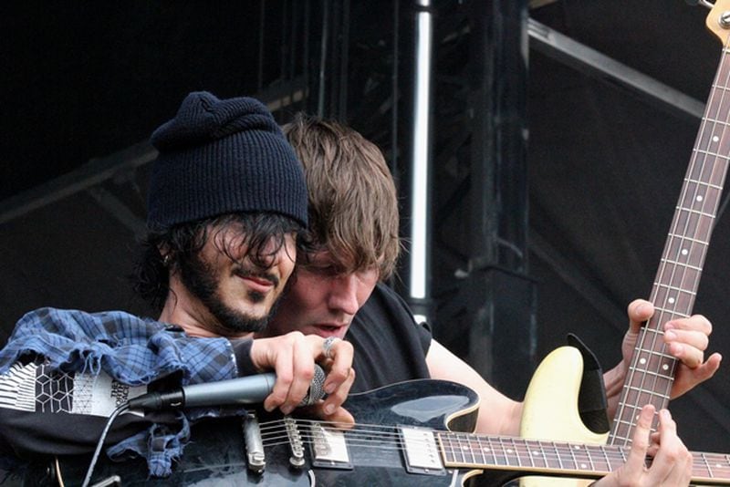 Reignwolf singer Jordan Cook and bassist Stacey-James Kardash, attacked the Music Midtown stage on Sept. 14, 2019, with their feral energy. Photo: Melissa Ruggieri/Atlanta Journal-Constitution