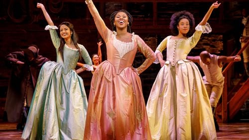 In the 2018 national tour of “Hamilton,” the Schuyler sisters were played by Shoba Narayan, Ta’Rea Campbell and Nyla Sostre. In the tour at the Fox Theatre through Sept. 26, Campbell remains as Anjelica Schuyler, while Stephanie Jae Park plays Eliza and Paige Smallwood portrays Peggy. NB No photos of the current cast were provided. 
Courtesy of Joan Marcus
