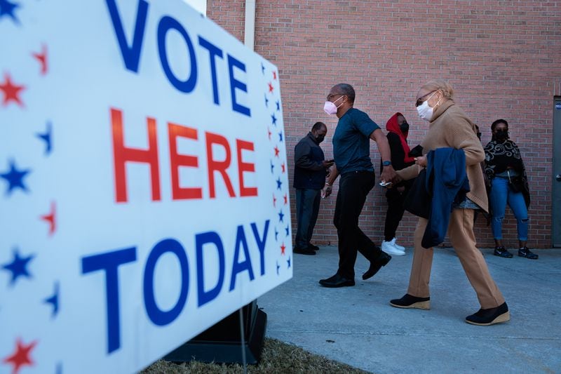 Dekalb County residents vote early at Berean Christian Church in Stone Mountain on Nov. 29, 2022. (Arvin Temkar/AJC)