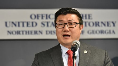 April 5, 2018 Atlanta - U.S. Attorney Byung J. "BJay" Pak speaks about bribery scandals at Atlanta City Hall during a press conference at the Richard B. Russell Federal Building on Thursday, April 5, 2018. Rev. Mitzi Bickers made her first appearance in federal court Thursday to face charges that she took $2 million in bribes to steer city of Atlanta contracts to at least two contractors from 2010 to 2015. She was released on a $50,000 appearance bond. HYOSUB SHIN / HSHIN@AJC.COM