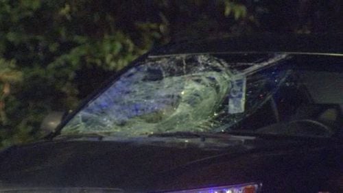 A car hit rappers shooting a music video on the Jackson Street Bridge. The car's windshield was shattered.