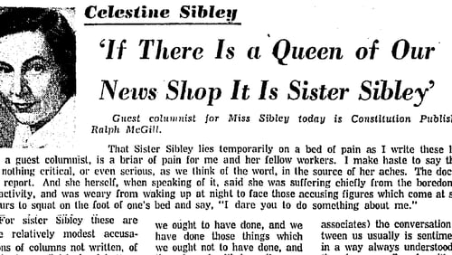 Ralph McGill explains the newsroom affection for reporter and columnist Celestine Sibley in this 1960 article, published in place of Sibley's regular column while she was in the hospital. (AJC archives)