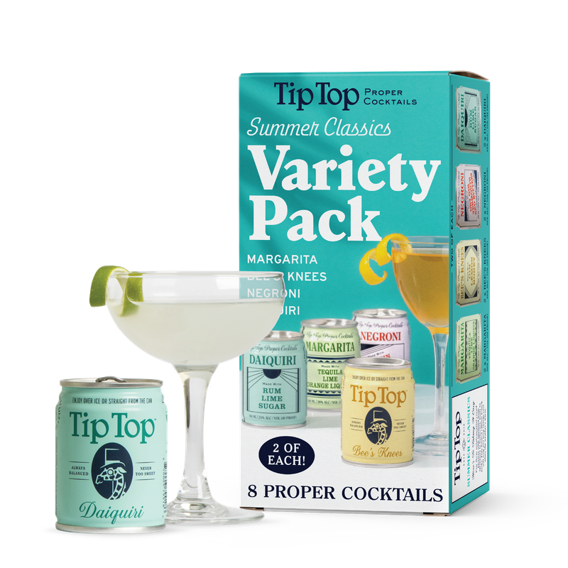 Tip Top's new Summer Classics eight-pack has two each of four of the line's ready-to-drink canned cocktails. Courtesy of Tip Top Proper Cocktails