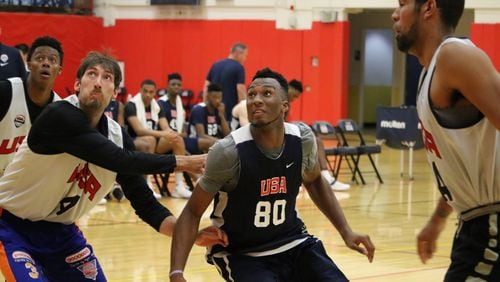 Josh Okogie (80) at tryouts for the U.S. U19 team last week in Colorado Springs, Colo. One of 27 invited, Okogie made the 12-man team that will play in the FIBA U19 World Cup in Cairo beginning July 1. (USA Basketball)