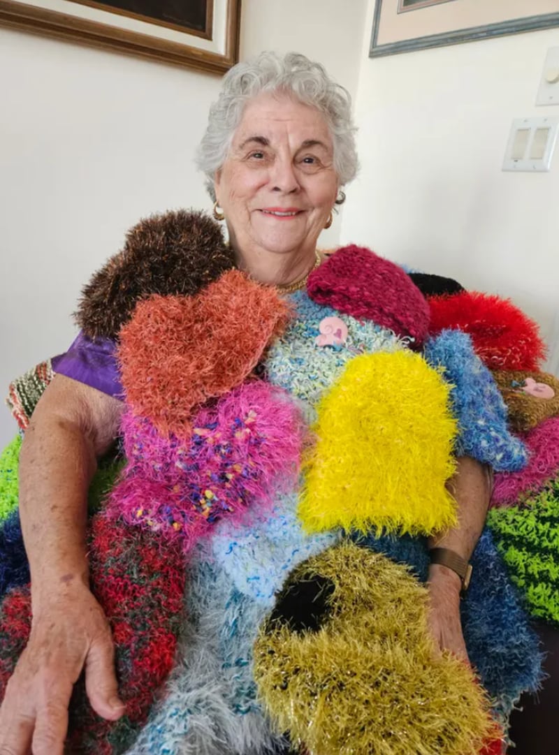 15 years and about 400 knitted hats later, Argentina Grader's small gesture continues to grow. (Photo provided by Argentina Grader)