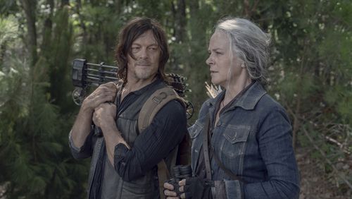 Norman Reedus as Daryl Dixon, left, and Melissa McBride as Carol Peletier, in "The Walking Dead." (Jace Downs/AMC/TNS)