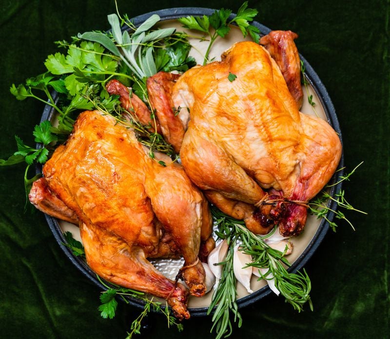 For chef Rusty Bowers’ Brined and Roasted Whole Chicken, be sure you factor in the time to make the brine and refrigerate it overnight, as well as 4 to 6 hours for the chicken to sit in the brine. CONTRIBUTED BY HENRI HOLLIS