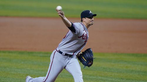 Atlanta Braves' Charlie Morton delivers a pitch during the first inning of a baseball game against the Miami Marlins, Friday, June 11, 2021, in Miami. (AP Photo/Wilfredo Lee)
