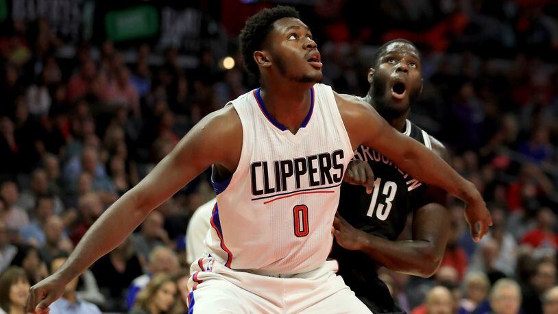 Diamond Stone (0) of the Los Angeles Clippers blocks out Anthony Bennett (13) of the Brooklyn Nets during the second half of a game at Staples Center on November 14, 2016 in Los Angeles, California. (Photo by Sean M. Haffey/Getty Images)