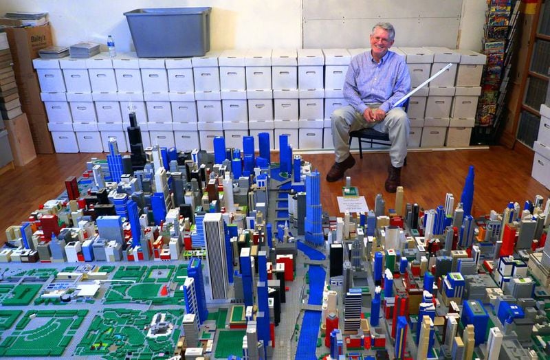 Kirk Ticknor, 61, the director of public works at Fort Moore, has built a 13-by-10-foot scale model of downtown Chicago — comprising approximately 500,000 Lego bricks. It will make its public debut this weekend at the inaugural Lego Brick Convention in the Columbus Convention & Trade Center. (Photo Courtesy of Mike Haskey)