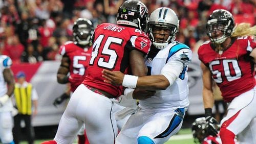 Last year's Panthers-Falcons game in Atlanta featured Deion Jones' hit on Cam Newton that resulted in a concussion for the metro Atlanta native. (Scott Cunningham/Getty Images)