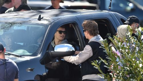 Ansel Elgort plays the getaway driver for a crime boss in "Baby Driver." Here's a photo of him on set in Atlanta. AJC photo: Brant Sanderlin
