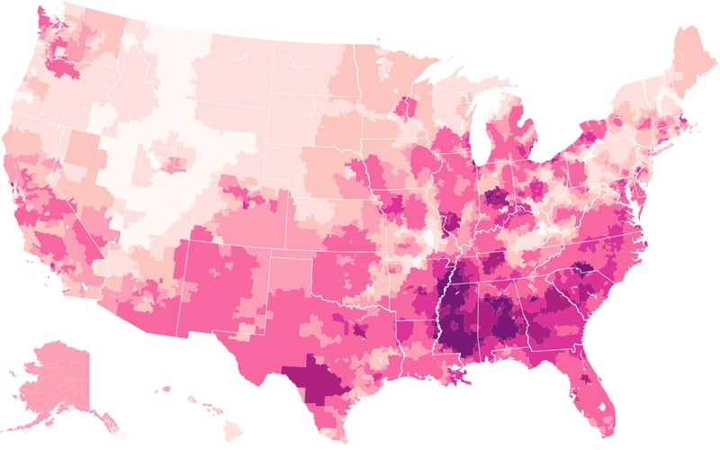 Gucci Mane fan map from New York Times’ Upshot analysis, “What Music Do Americans Love the Most?”