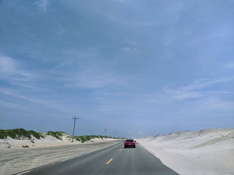 The lone road that traverses Ocracoke Island, at the southern end of the Outer Banks, connects two ferry embarkation points. 
Courtesy of Josh Green