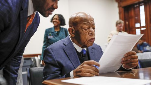 Last week, Congressman John Lewis signed paperwork to qualify for reelection to his District 5 seat.  The 17-term congressman turned 80 in February.   Bob Andres / robert.andres@ajc.com