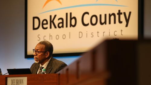 Former DeKalb school superintendent Steve Green, shown here at a DeKalb school board meeting in February, led Kansas City Public Schools when, according to an investigation the Kansas City school district authorized, district employees there manipulated student attendance records. EMILY HANEY / EMILY.HANEY@AJC.COM