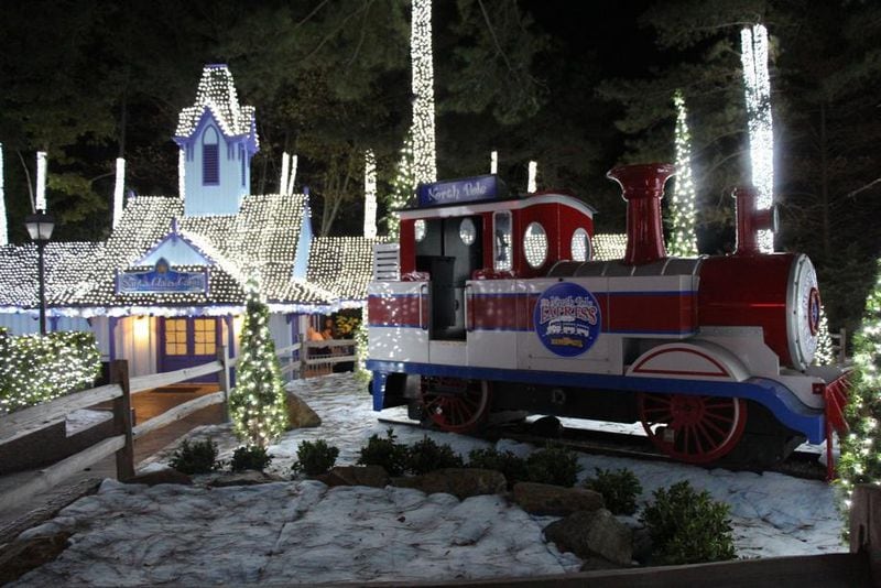 The North Pole Express will take families through the park this winter during Holiday in the Park. (Six Flags Over Georgia)