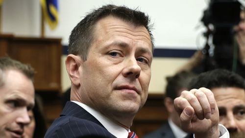 In this July 12, 2018 file photo, FBI Deputy Assistant Director Peter Strzok is seated to testify before the the House Committees on the Judiciary and Oversight and Government Reform during a hearing on "Oversight of FBI and DOJ Actions Surrounding the 2016 Election," on Capitol Hill in Washington. His lawyer said he was fired late Friday by FBI Deputy Director David Bowdich.