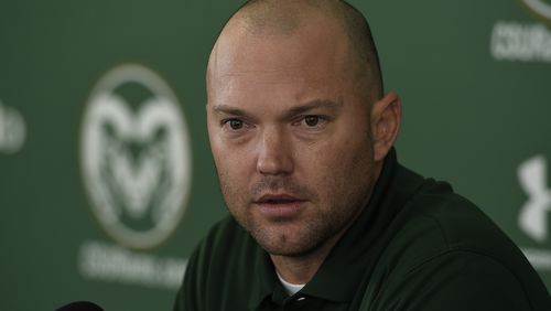 FT COLLINS, CO - AUGUST 10: Colorado State Tyson Summers defensive coordinator/safeties addresses the media during Colorado State's football media day August 10, 2015. (Photo By John Leyba/The Denver Post via Getty Images)