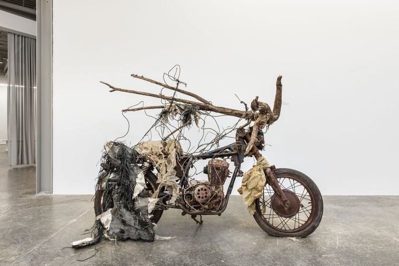 “Riding Through My Roots Too Fast” by Lonnie Holley is featured in a solo show of the Alabama artist and musician’s work, “I Snuck Off the Slave Ship,” at Atlanta Contemporary. CONTRIBUTED