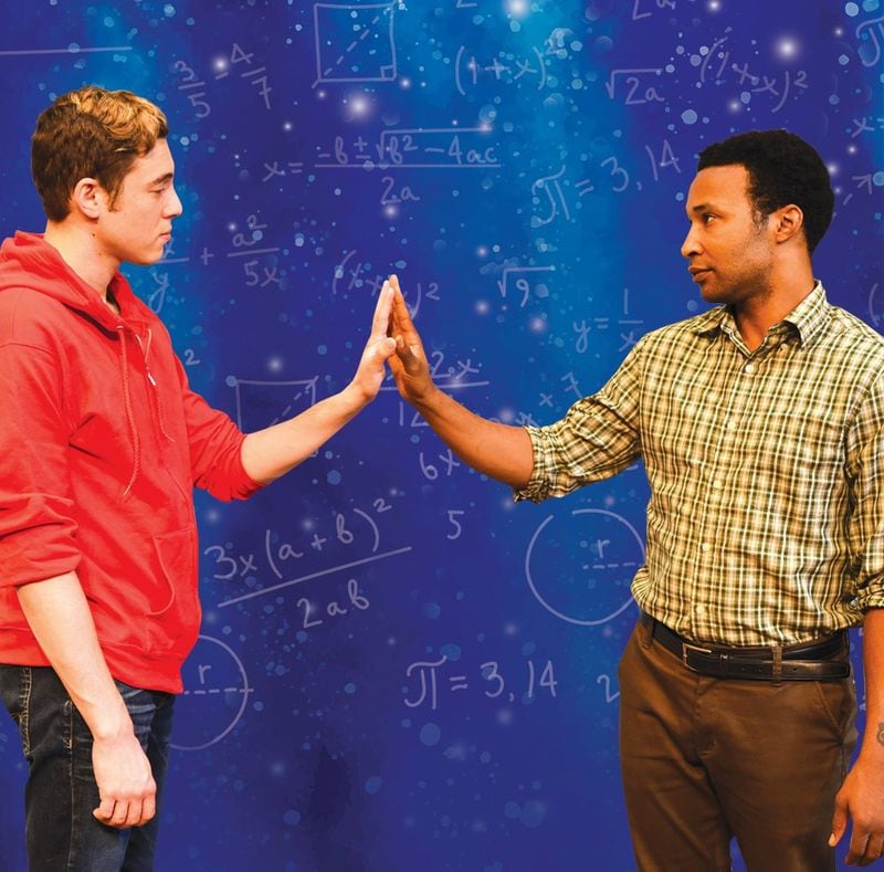 Horizon Theatre’s “The Curious Incident of the Dog in the Night-Time” features Brandon Michael Mayes (left) and Christopher Hampton. CONTRIBUTED BY GREG MOONEY