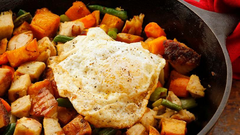 Some of our favorite elements of the Thanksgiving table, turkey, sweet potatoes, vegetables and broth, come together in a quick hash for the day after. (Chris Walker/Chicago Tribune/TNS)