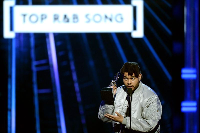 The Weeknd dedicated his award to Prince. Photo: Getty Images.