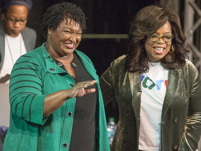 Oprah Winfrey, right, will campaign for Georgia gubernatorial candidate Stacey Abrams on Thursday. (Alyssa Pointer/AJC)